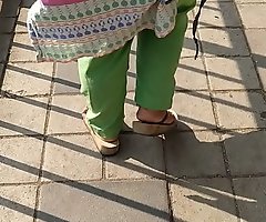 Indian Desi big aunty walking
