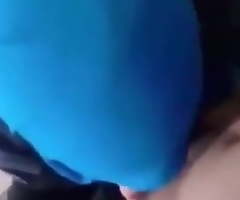 Tudung biru blowjob comel