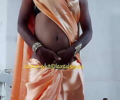 indian sexy crossdresser slut Lara D'Souza with regard to orange satin saree
