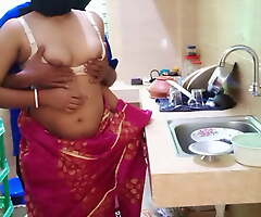 Desi couple real fucking encircling kitchen with loud moaning