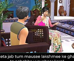 Part 1 - Desi Satin Silk Saree Aunty Lakshmi got tempted by a juvenile boy - Wicked Quirks (Hindi Version)