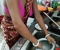 Sky Blue Saree Indian Wife Fuck with kitchen in devar ke saath
