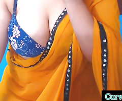 Big boobs desi indian trisha bhabhi aka curybhabhi teasing in the matter of her big booobs greatest extent wearing yellow saree