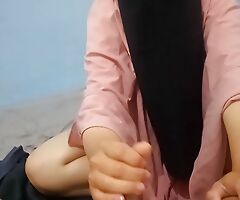 Hijab girl handjob slowly