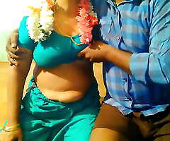 tamil Jasmine flower aunty pressing beamy chest