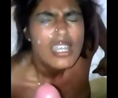 Reprobate Indian teen playing with a big white dig up