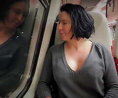 Very Risky Sex on Real Public Train Ended nigh Cumshot in to the Her Big Ass Real Amateur Dada Deville