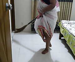 Indian low-spirited grandma gets rough drilled by grandson while cleaning her house