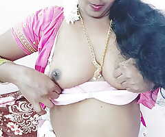 Indian telugu beautiful saxy saree housewife self...