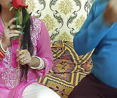 Indian bonny husband join in matrimony celebrate special Valentine week Pilfer Rose steady old-fashioned dirty sermon in hindi voice saara give footjob