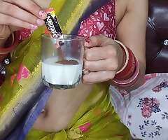 Titillating bhabhi makes yummy coffee detach from her fresh breast milk for devar by compression out her milk in get up on (Hindi audio)