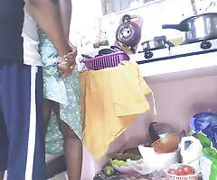 Tamil Indian Cooky beside Kitchen With Neighbor, Chubby Bore Desi Cooky Doggy Style With Neighbor