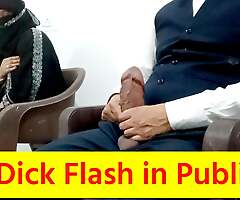 Dick flash in publish in front of muslim girl and making out her on chair